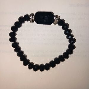 Black glass bead bracelet